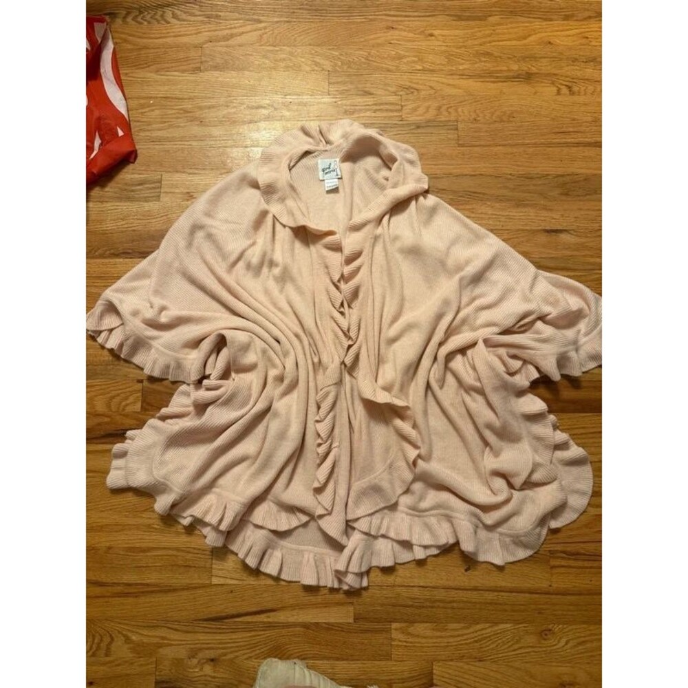 knit ruffle trim shawl wrap poncho